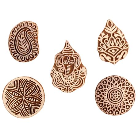 Set of 5 Piece New Mix Wooden Printing Block
